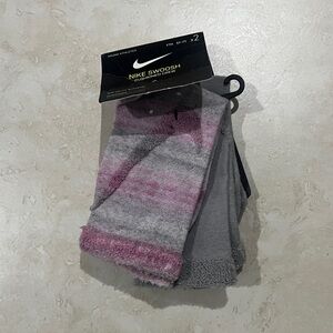 Nike Swoosh Gray and Pink Crew Socks youth size 5Y to7Y